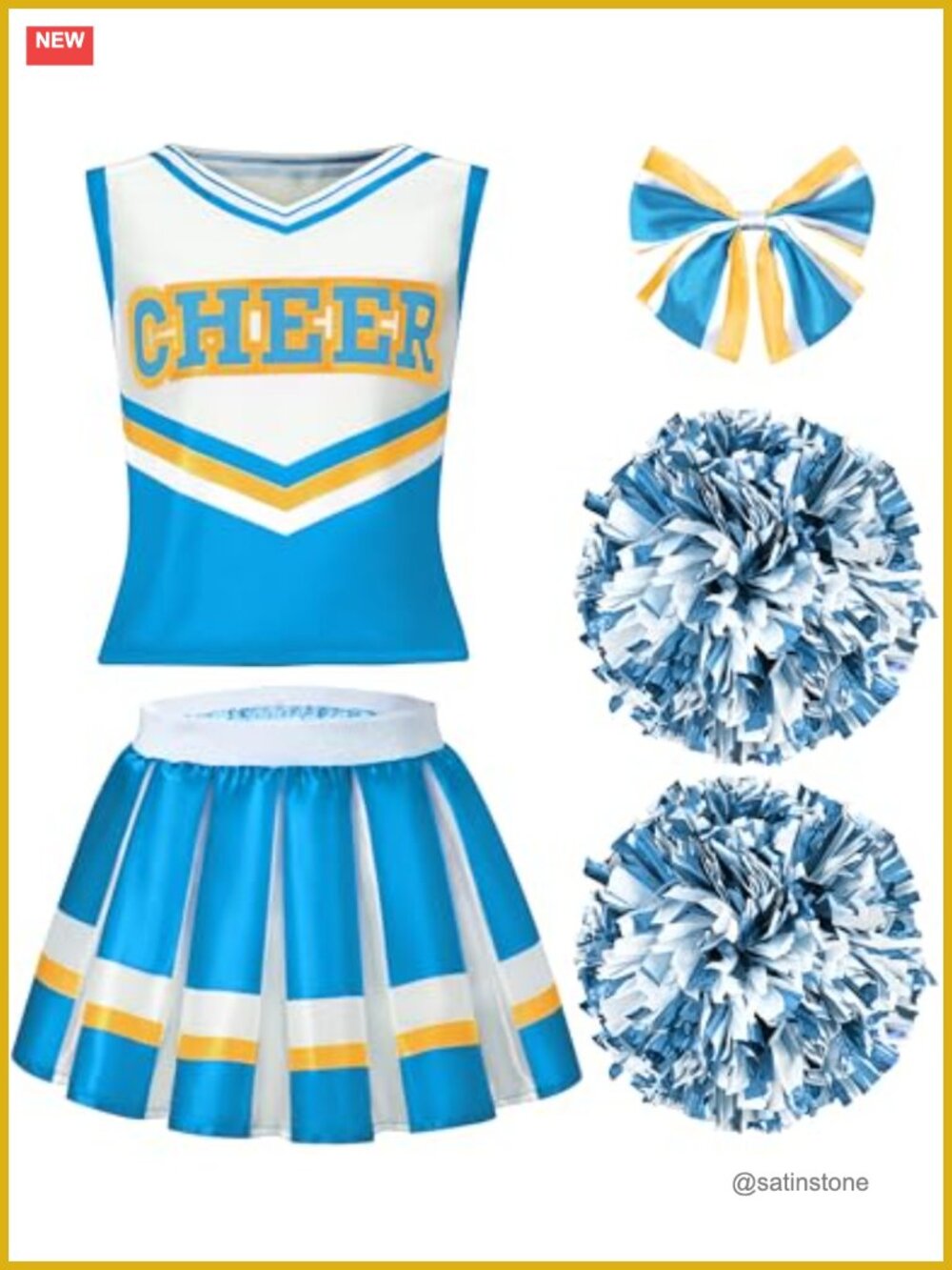 Girls Cheerleader Costume Set 100% Polyester Halloween Dress Up